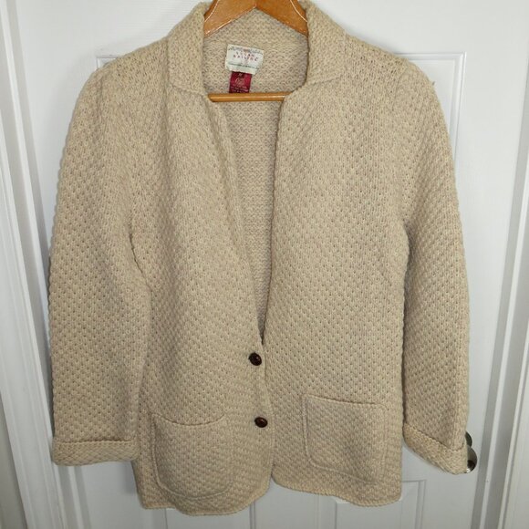SUSAN BRISTOL Vintage Pure Wool Chunky Knit Cardigan Womens Medium - Picture 1 of 5